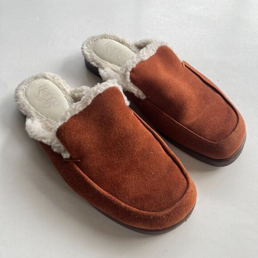 Franco Sarto Barris Faux Shearling Slip-On Loafer MID BROWN Suede Womens Size‎ 7